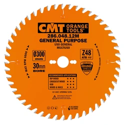 CMT universalklinga 300x3,2x2,2x30 mm Z48 286.048.12M General Purpose med Orange Shield-beläggning för trä och byggmaterial