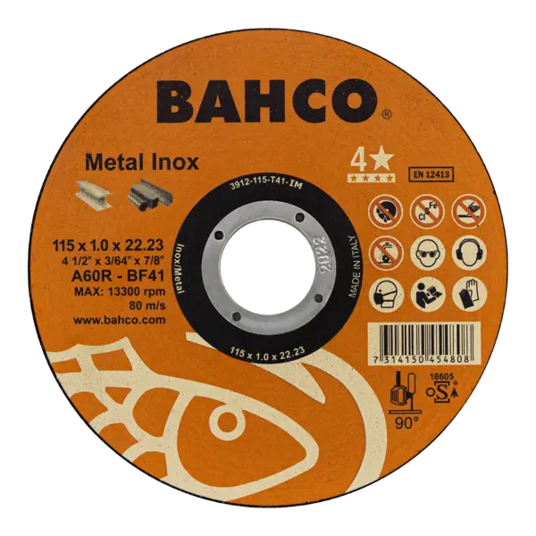 Bahco kapskiva 115 mm för metall och rostfritt stål till vinkelslip