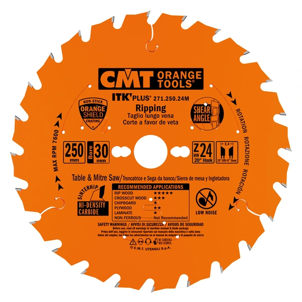 CMT klyvklinga 250x2,4x1,8x30 mm Z24 271.250.24M ITK Plus för längssågning i trä