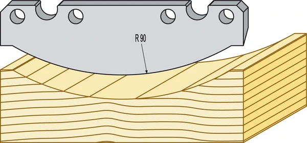 Taklist profilstål i HSS för TB90 som fräser konkav radieprofil i trä med radie R90 enligt teknisk ritning.