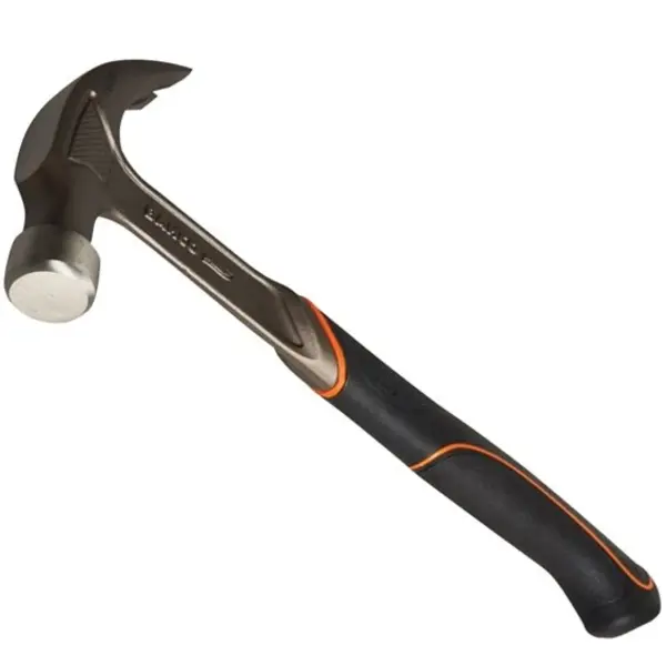 Bahco snickarhammare med ergonomiskt gummerat handtag och klo för spikutdragning, anpassad för professionellt bygg- och träarbete.