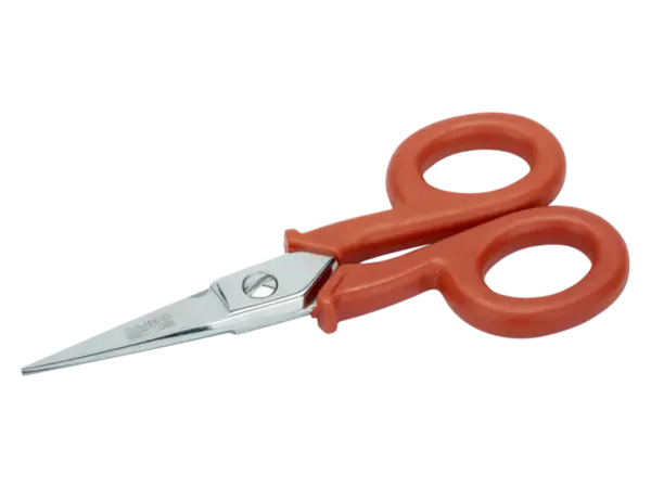 Bahco elektrikersax med isolerade röda handtag och spetsiga blad för precisionsklippning av kablar och installationsmaterial.