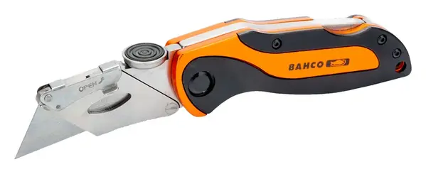 Bahco fällkniv med utbytbart blad och ergonomiskt handtag, robust arbetskniv för bygg, montage och professionellt bruk.