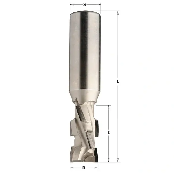 Diamantfräs Z2+2 (PCD kompressionsfräs) för CNC med två upp- och två nedskär, nestingfräs för MDF och laminat, mått D, L och S angivna