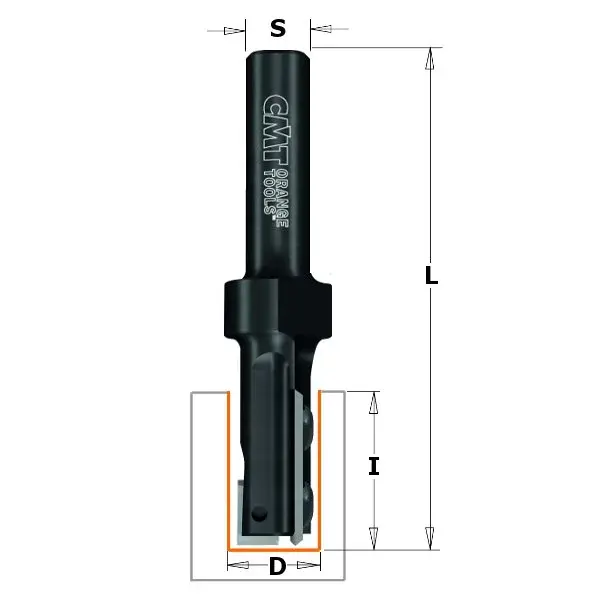 Notfräs med V-skär för CNC, spårfräs för exakt V-not i trä och MDF, skaftfräs med mått D, L och S angivna