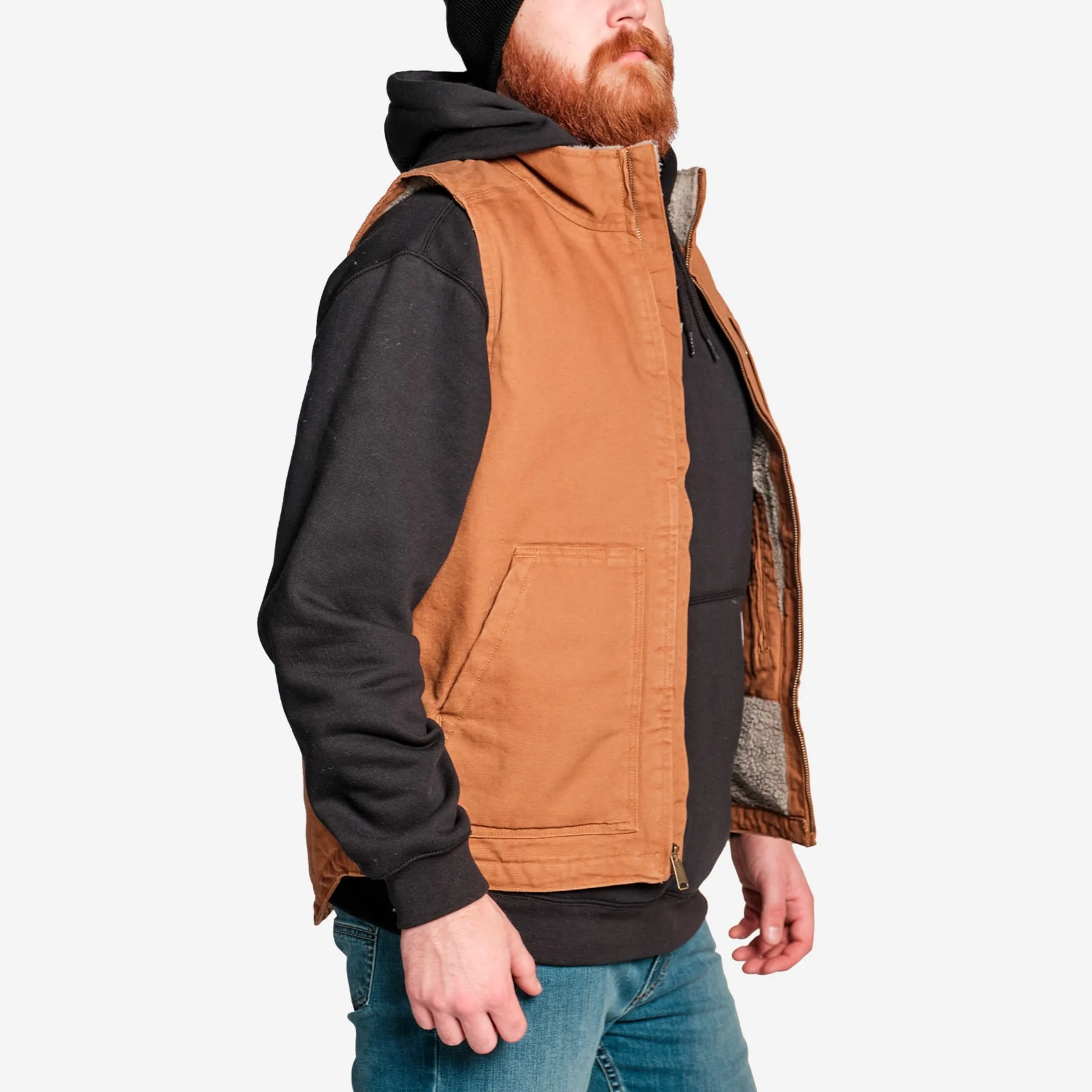 CARHARTT® Washed Duck Lined Mock Neck Vest, Carhartt® Brown