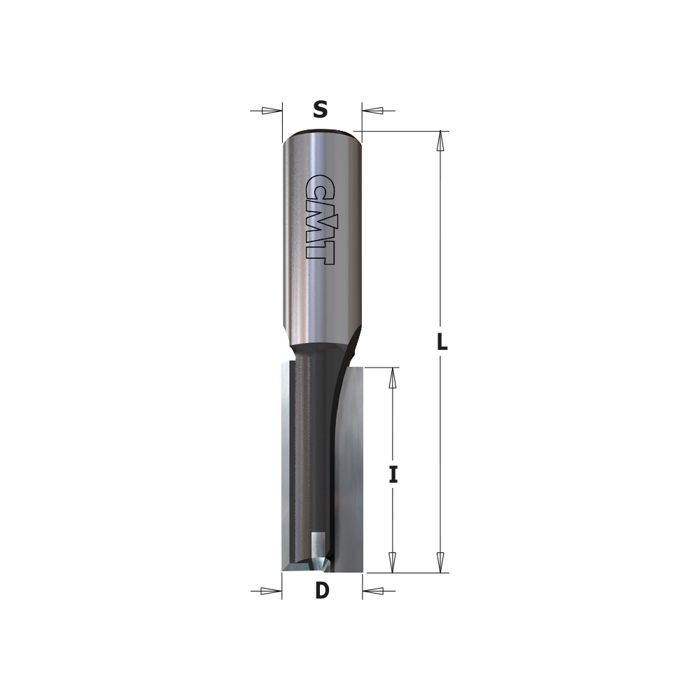 CMT Skaftfräs rak HW solid  Z=2 m bottenskär Ø5,0x12/39  S=9,5 RH