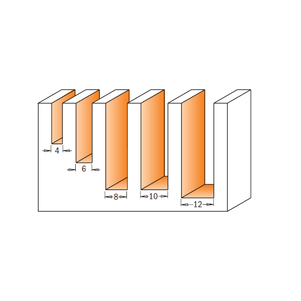 CMT Spiralfrässet negativ S8 Downcut D 4,6,8,10,12 mm.