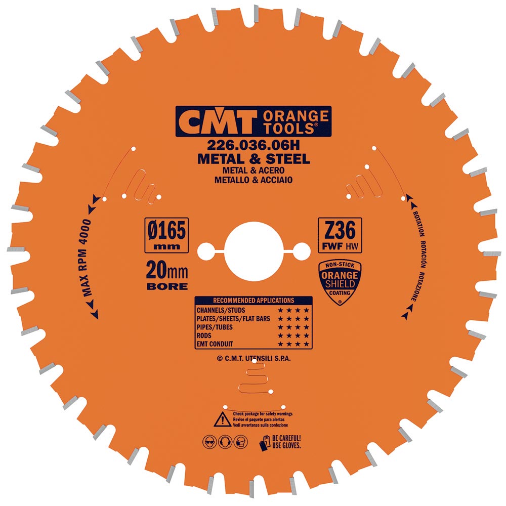 CMT Dry Cut sågklinga HW (HM) 165x1,6/1,2x20  Z=36 FWF,  rek. 4000 v/min