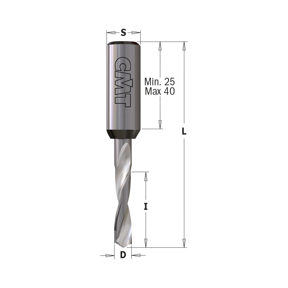 CMT Centrumtappborr HM D5 S10x25 I22 L57,5 Z2 LH