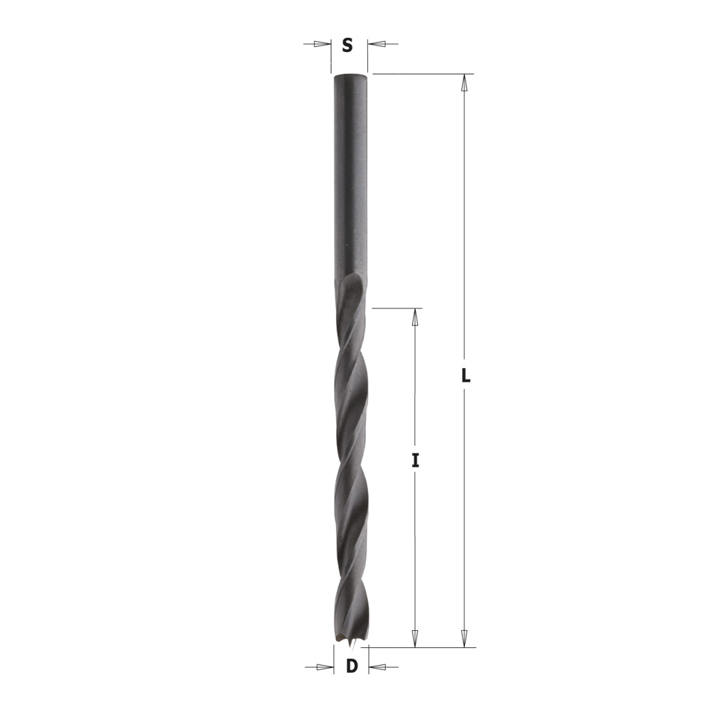 CMT Träspiralborr centrumspets D4 S4 I43 L75 RH