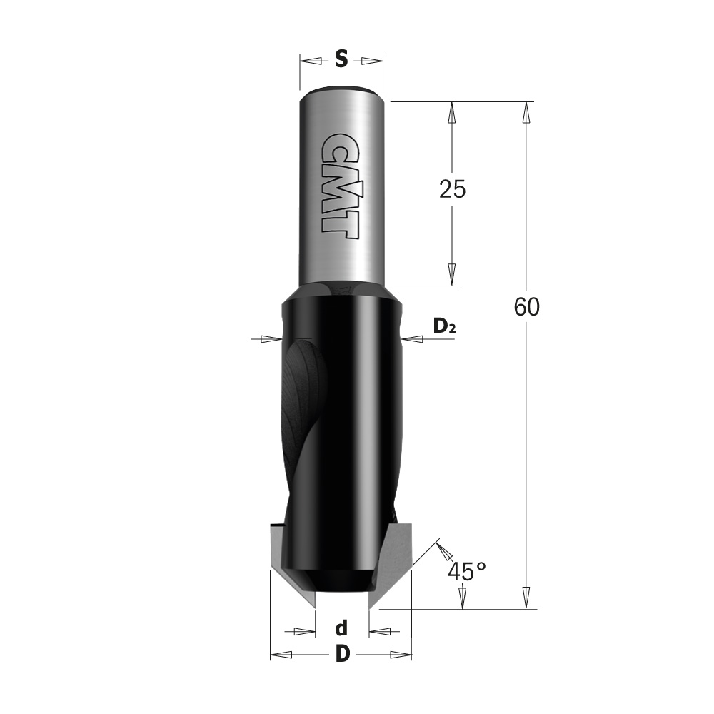 CMT Försänkare D12 d3 S8x25 45° RH