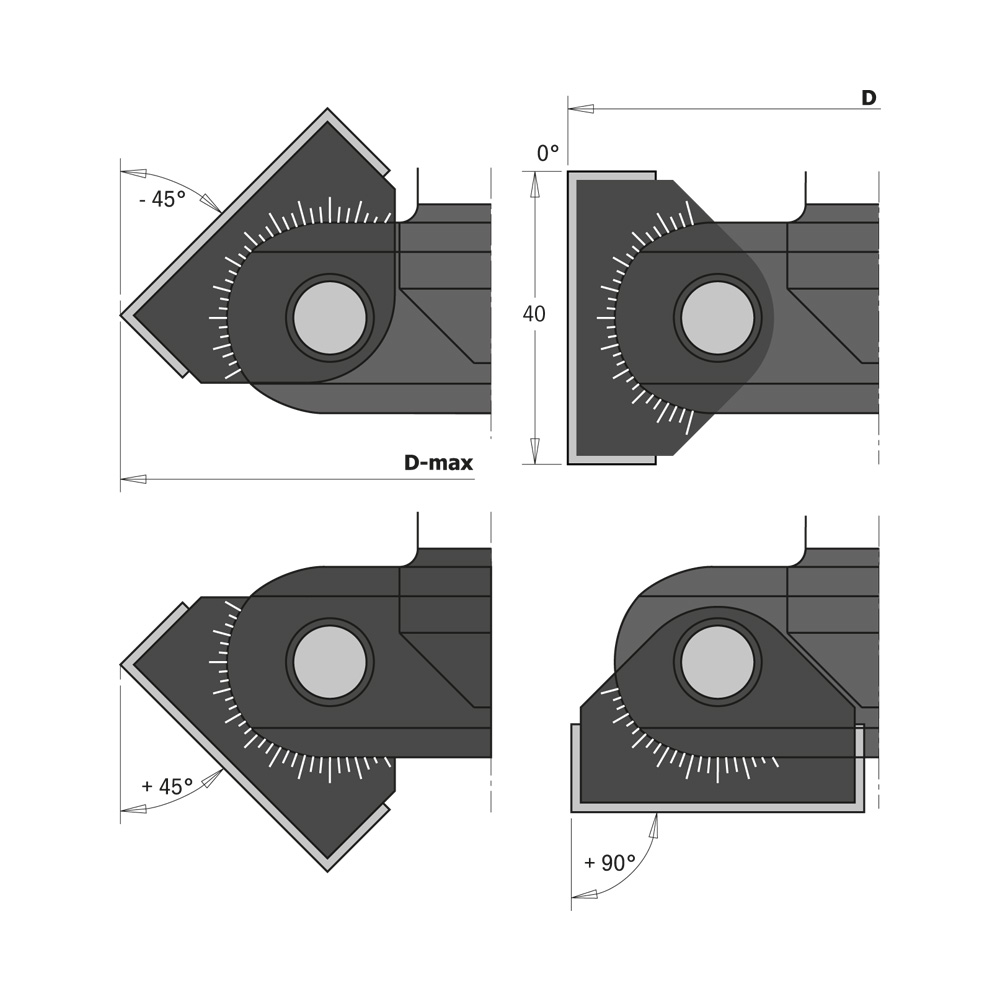 CMT Ställbar fasfräs för CNC D85 I40 A0-45grader L92 S20