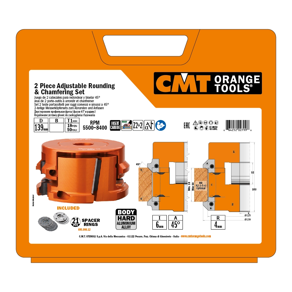 CMT Ställbar regel & trallfräs D139 d30 Z2+2 5500~9400RPM