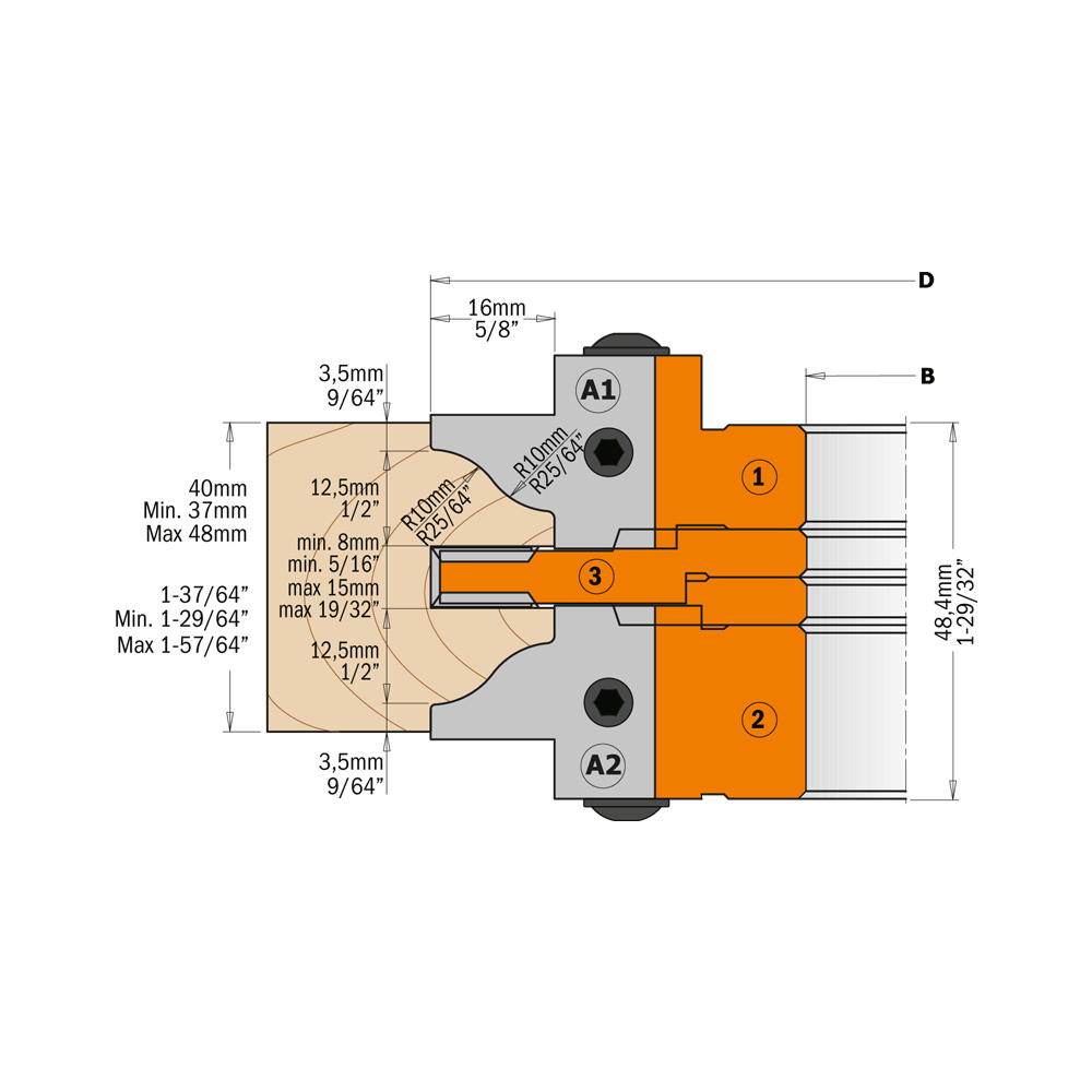 CMT Profil & Kontraprofilfräs D132 d30 Z2+2