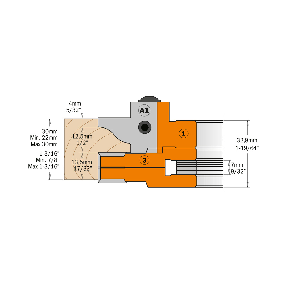 CMT Profil & Kontraprofilfräs D132 d30 Z2+2