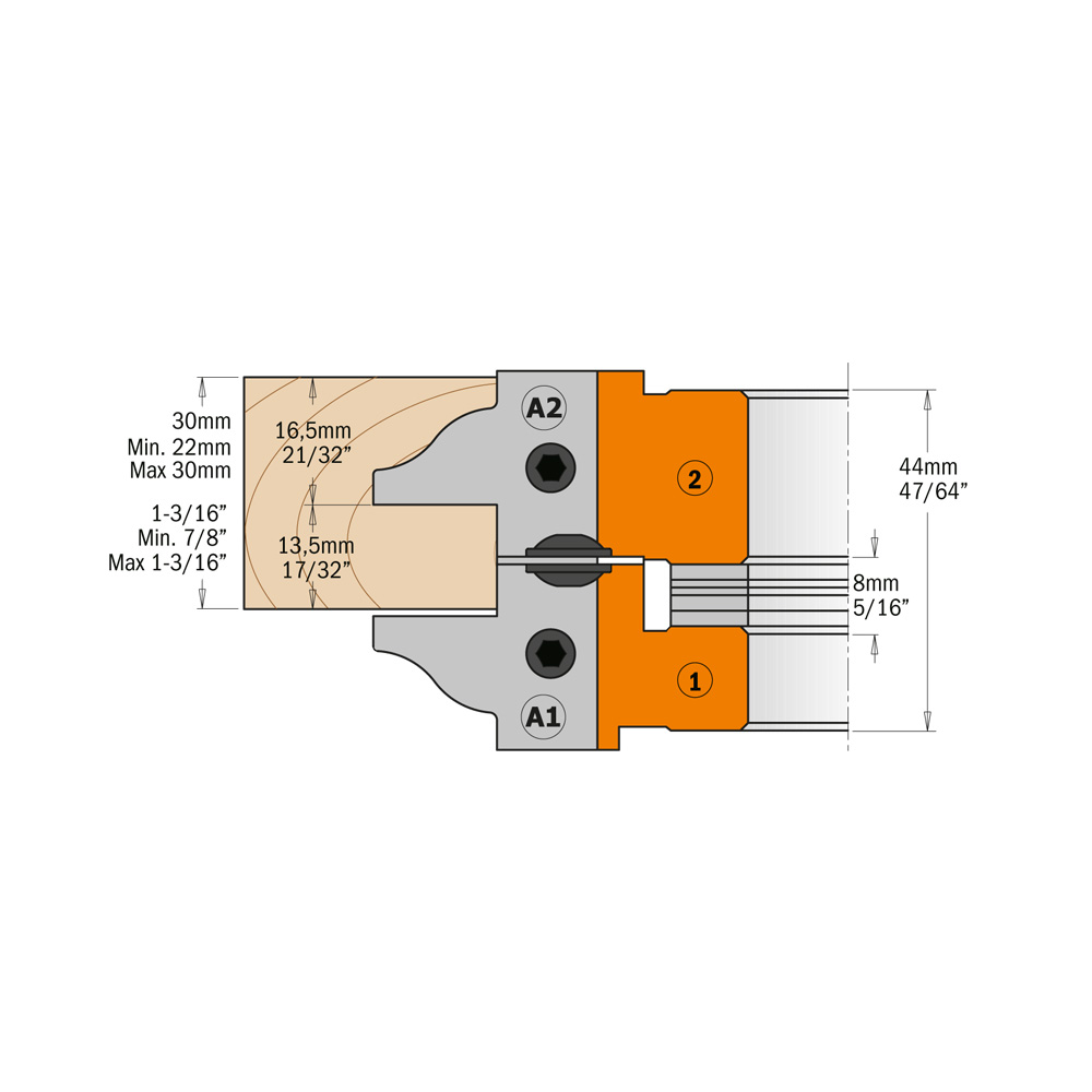 CMT Profil & Kontraprofilfräs D132 d30 Z2+2