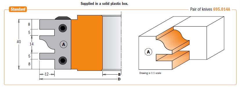 CMT Skär A 40x24,5x2mm till profil/kontraprofil fräs 694,014 (standard)