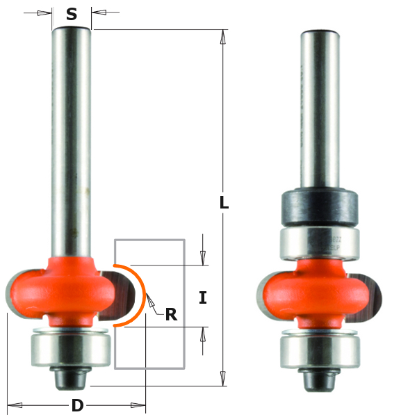 CMT Radiefräs kullager R3,2 S6,35 D19,05 I6,4 L57