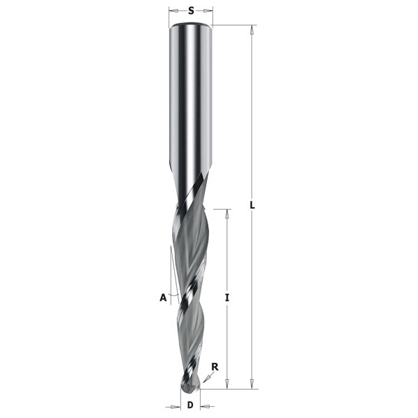 CMT Solid HM fräs för 2D/3D fräsning D1,6 R0,8 A5,5⁰ I30 L80 S8 Z3