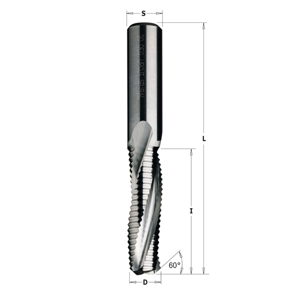 CMT Spiralfräs skrubb HWM, Z=3,  SPETS 60° Ø16x55/110 RH, positiv UpCut