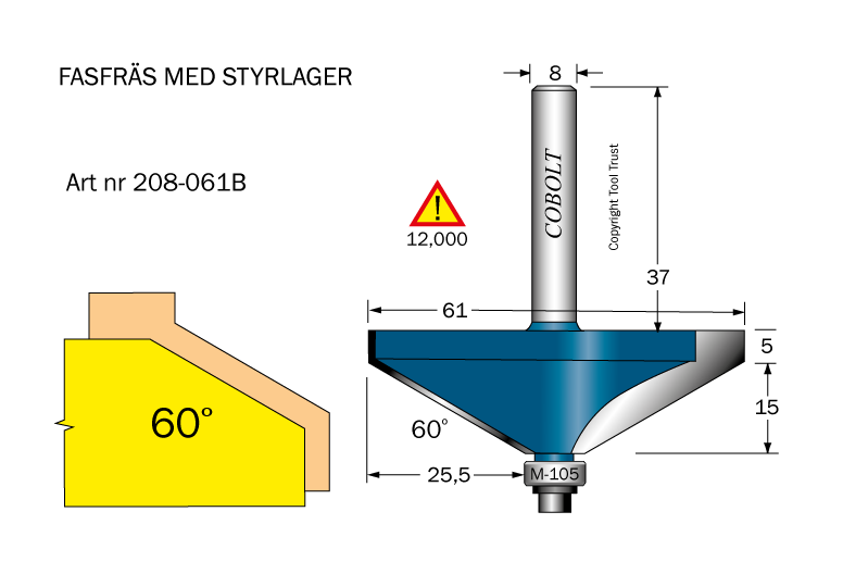 Cobolt Fasfräs 60° I15 D61 S8