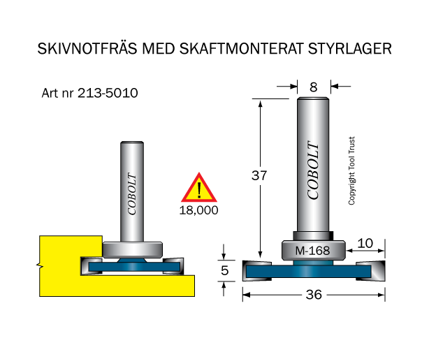 Cobolt Skivnotfräs L5 F10 D36 S8