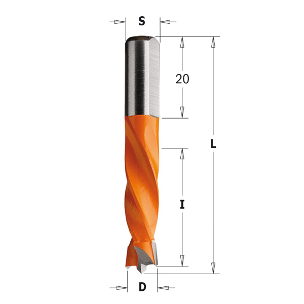 CMT C-tappborr HW m spets + förskär 5,0x30/55,5 S=8x20 LH, 4-flute