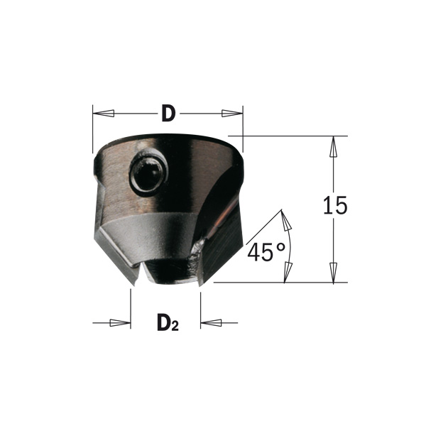 CMT Påsticksförsänkare HW, 4-flute Ø6,0 / Ø16, L=15,  Z=2,  LH