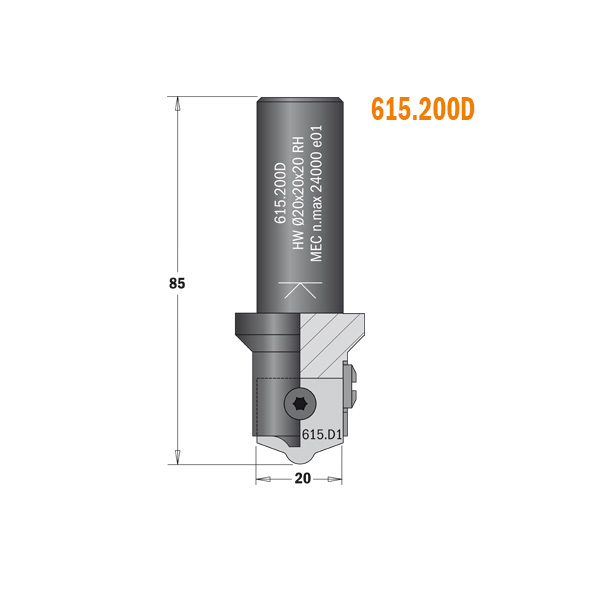 CMT Dekorfräskropp 615.200D för profilskär Ø20, S=20,0  EXKL.SKÄR