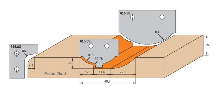 CMT Profilskär HW 50x30x2 profil 615.B3  R=30