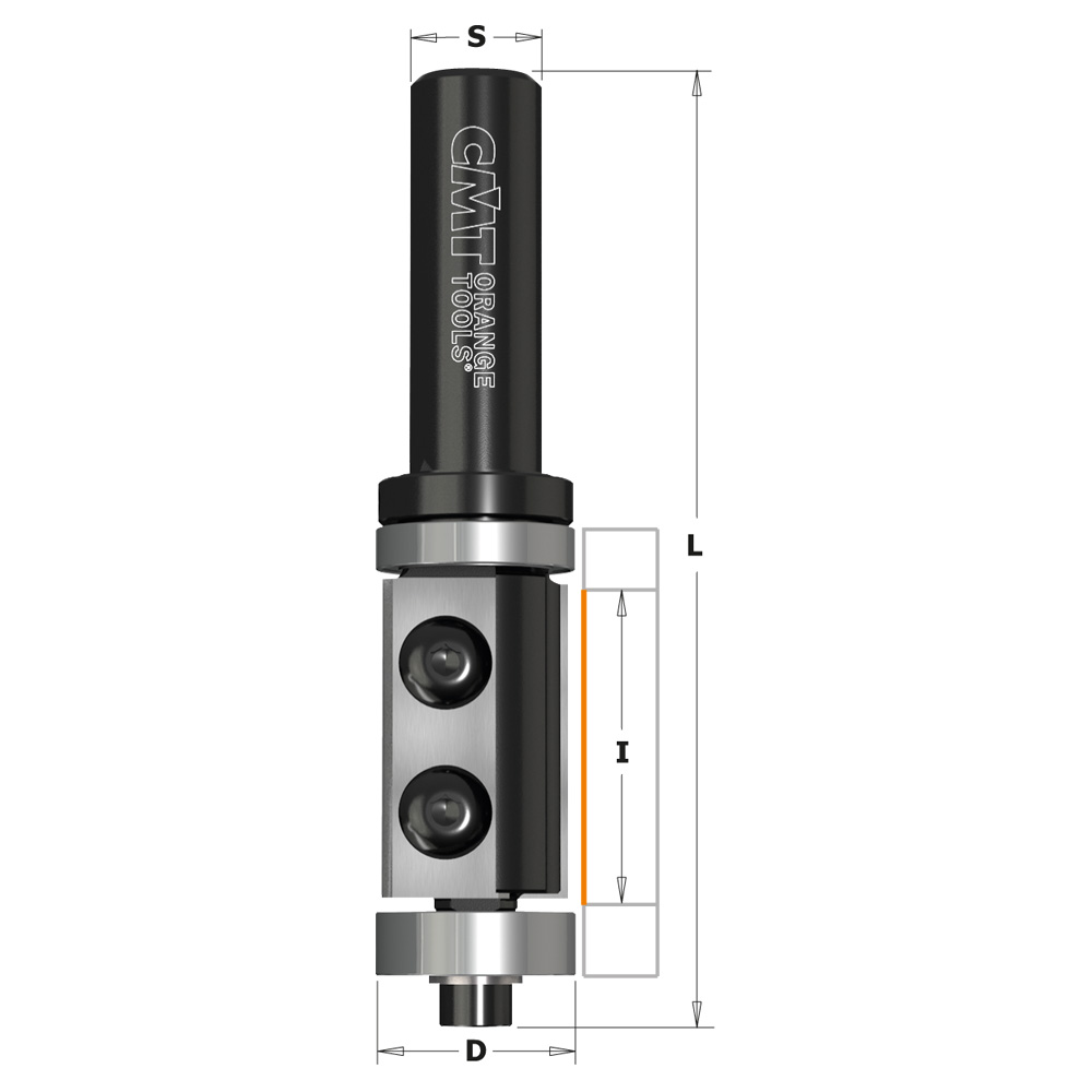 CMT Kantfräs rak HW vändsk m kullager över-& undersida Ø19,0x30/90,  S=8,0  Z=2  RH