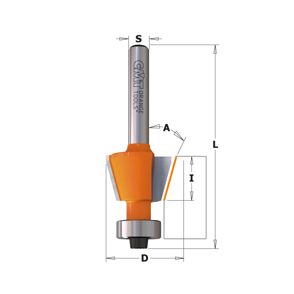 CMT Kantfräs fas HW m kullager Z2 Ø18,6x11/57  S=6,0 15°, RH