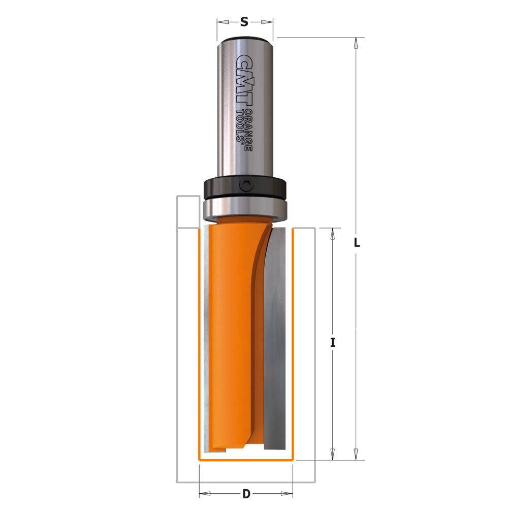 CMT Kantfräs rak m kullager översida HW  Z=2 Ø19,0x38,1/82,5  S=12,7 RH