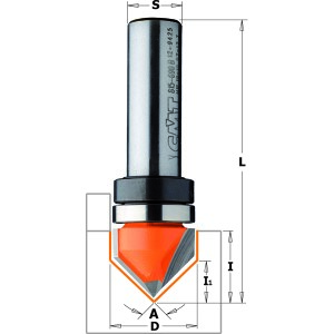 CMT V-notfräs med kullager D12,7 I12,7 L44,5 A90 S6,35