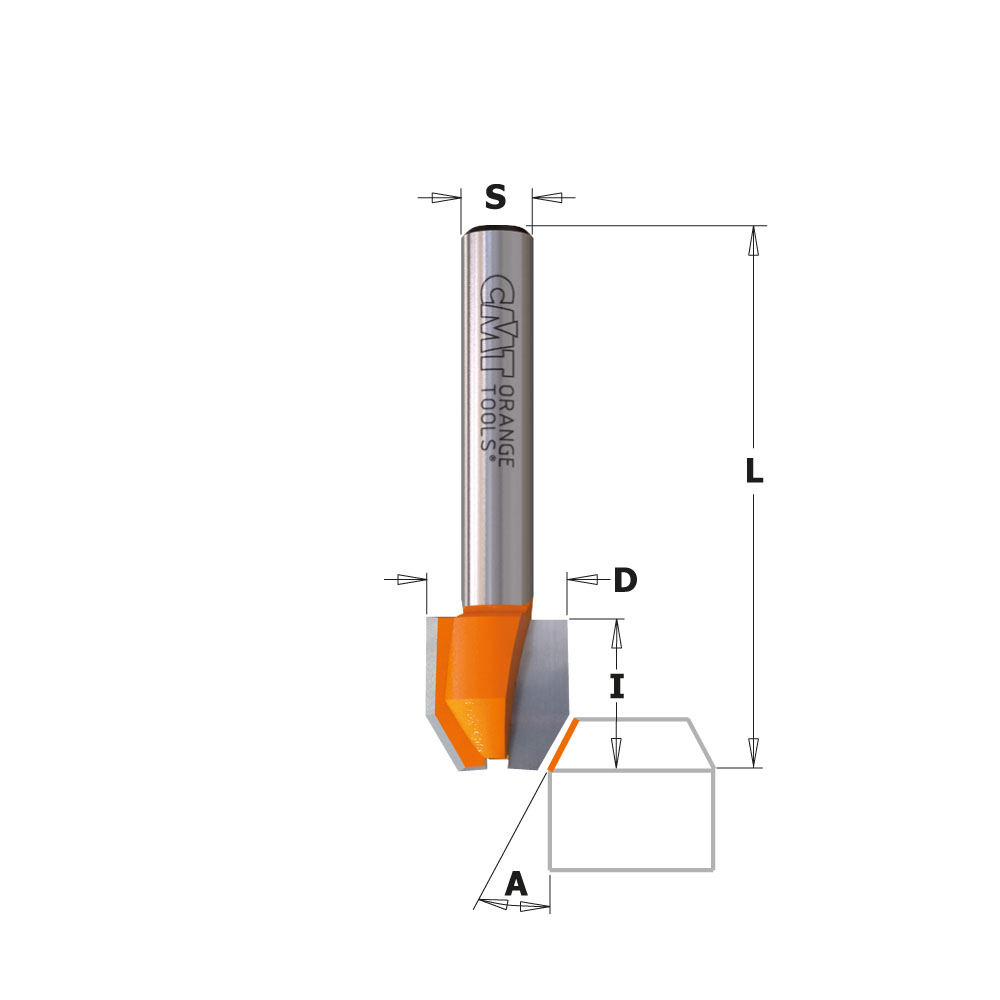 CMT Fasfräs HW Z=2 Ø12x12,7/44,5  S=6,35, 45°