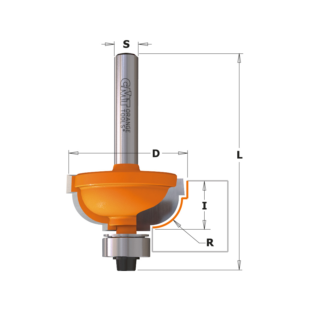 CMT Profilfräs HW  Z=2, m. kullager Ø31,7x14,3/63  S=12,0  R8,0