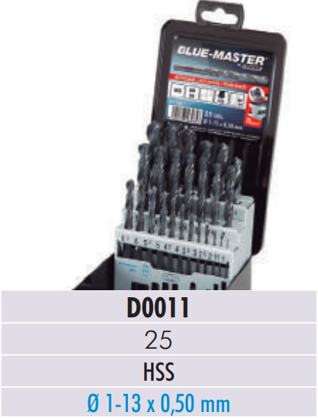 Borrsats 1-13 x 0,5 (25st) 118 ° spets HSS DIN338